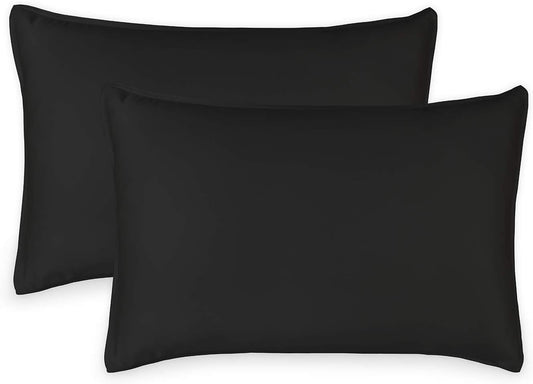 Queen Pillowcases by Pure Bamboo, Genuine 100% Organic Viscose Derived from Bamboo, Luxuriously Soft & Cooling, Double Stitching, Envelope Closure (2 Queen Pillowcases, Black)