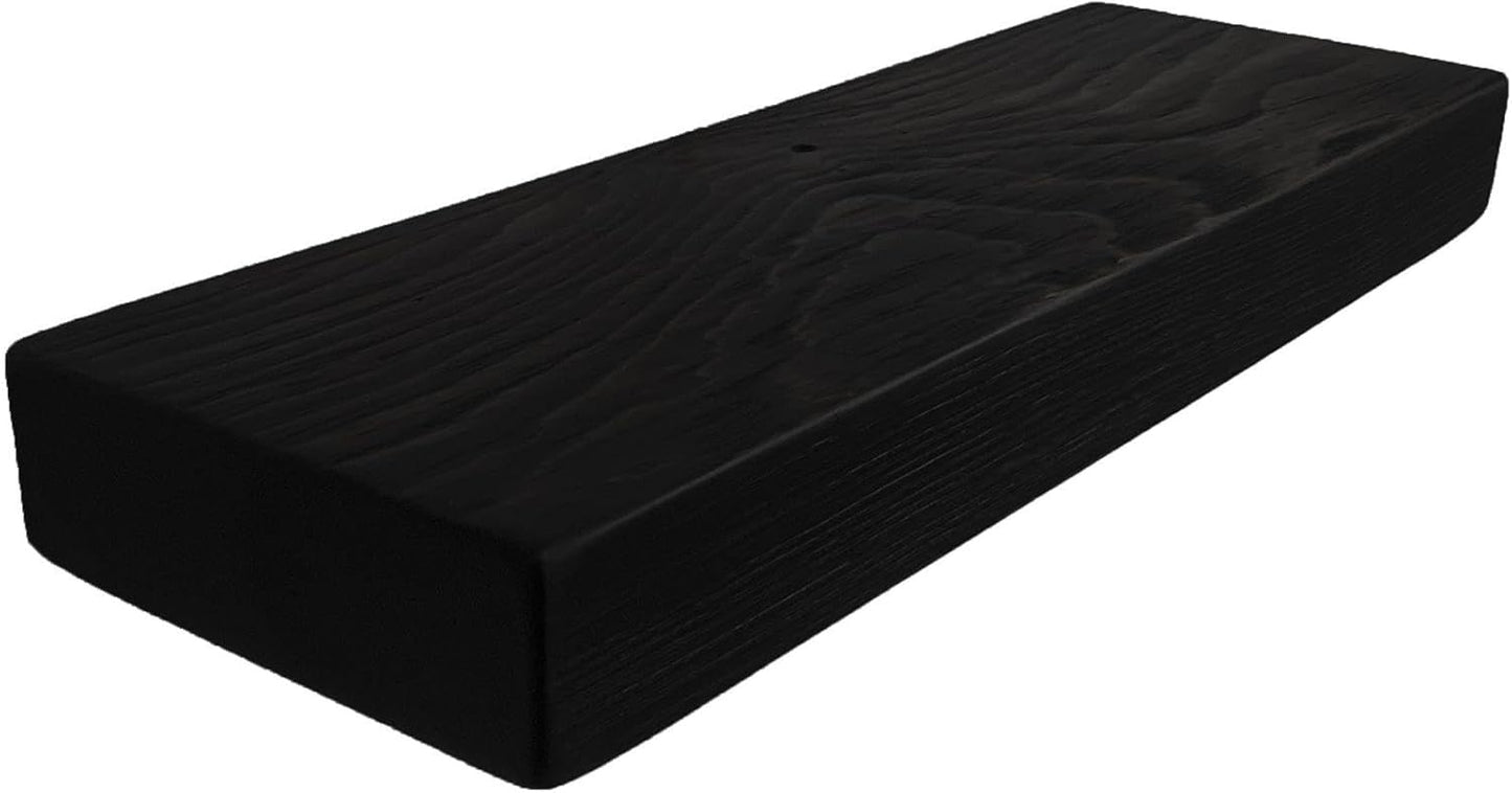 joelsantiques 18 Inch Wooden Floating Shelves for Wall - 18x8x2 in - Made of Natural Wood - Short Heavy Duty Rustic Wall Shelves for Bedroom - Perfect for Living Room, Kitchen - Black