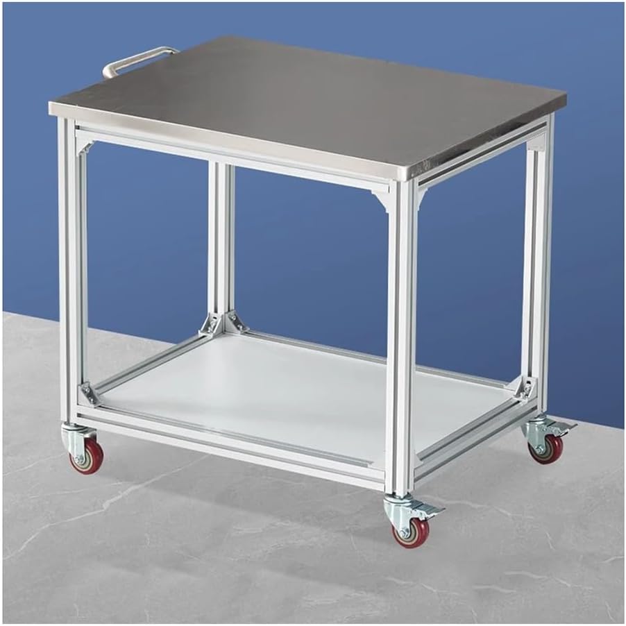 Durable Portable Antistatic Workbench Cart with Wheels & Handles - Mobile Workshop Stand for Material Handling - Gray Workstation (280x60x75 cm)