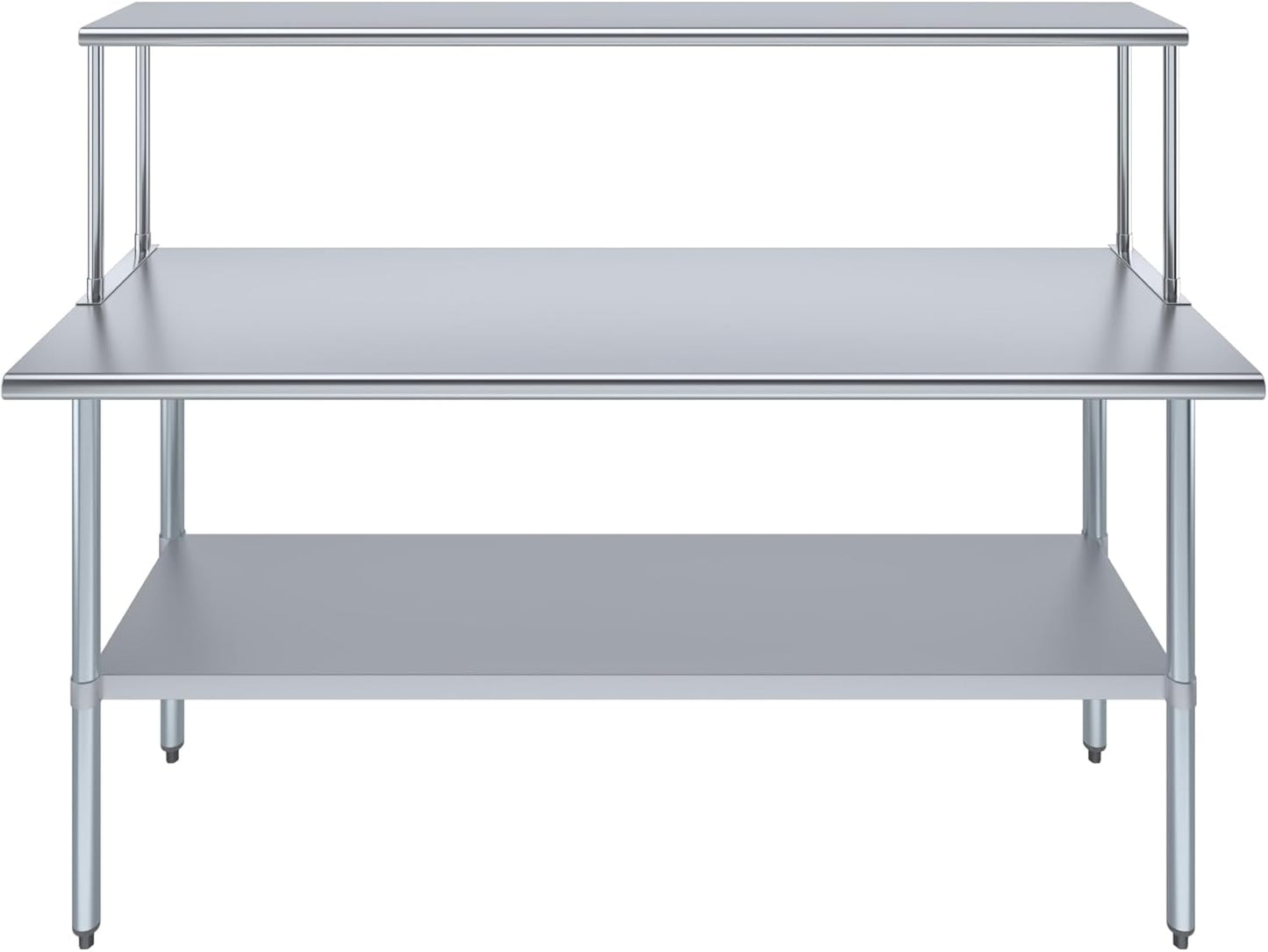 Stainless Steel Work Table with Wide Single Tier Overshelf | 24" x 72" Work Table + 12" Overshelf