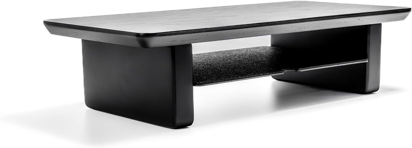 Raico Desk Cockpit Shelf Monitor Stand System Dual Screen Setup Wood Large Desk Accessory Organizer Unit (Black Wood, Small | 18.8 Inches)