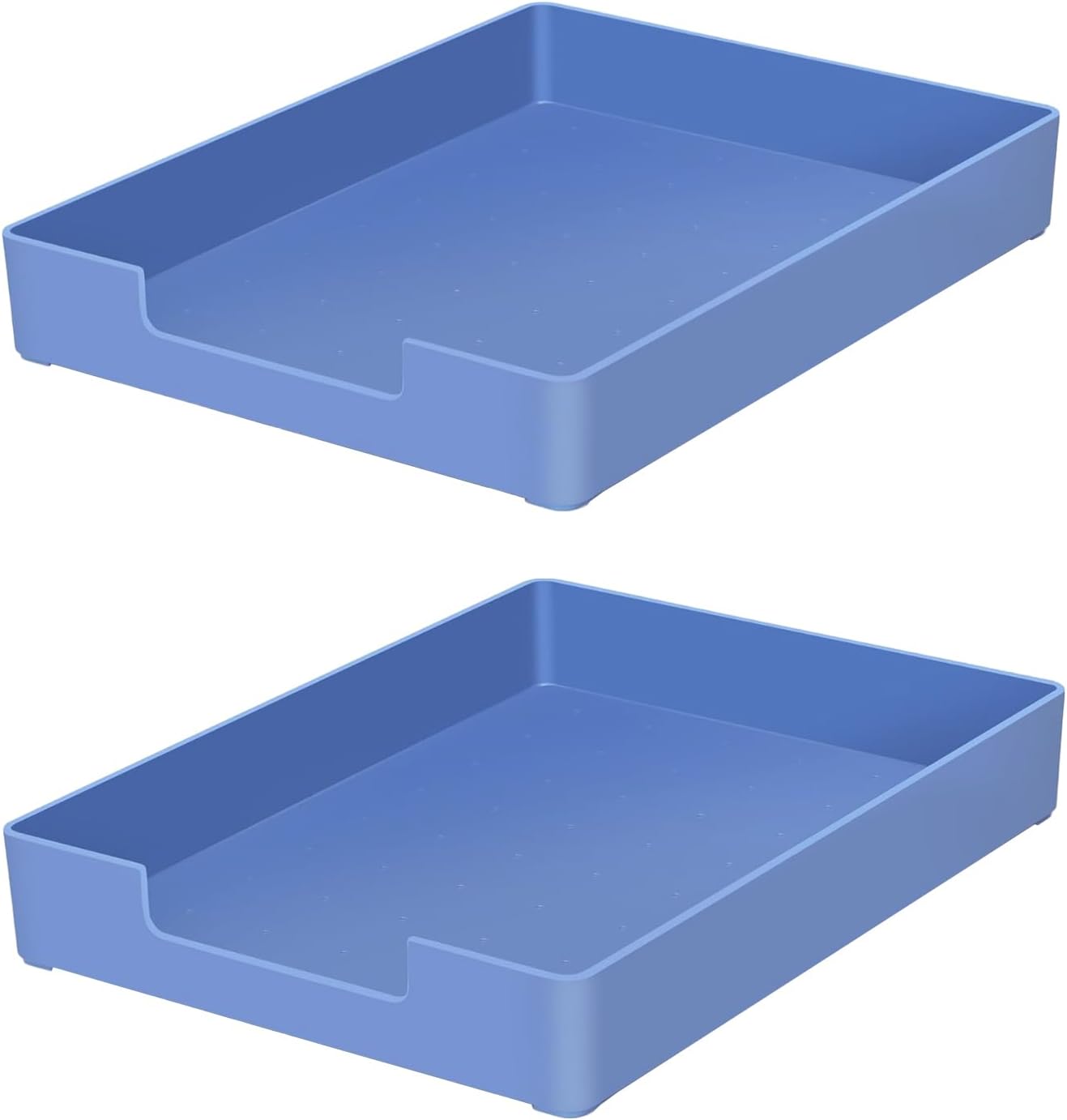 Letter-Size Tray, 2PCS A4 Plastic Stackable Paper Tray, Desk Drawer Organizer for Office, School, Home Storage, and Storage Containers for Christmas Ornaments, Gift Wrap, and Crafts (2x Blue)