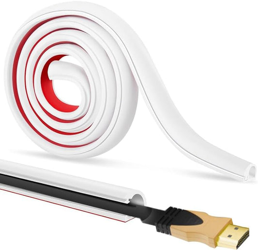 RPXRPXSide Open One Cord Cable Raceway Wire Cover for Cords, Our Cable Track is Best Suited for one Wire (Diameter <0.27"),Wire Raceway Management Cable Concealer Channel (White, 39in)