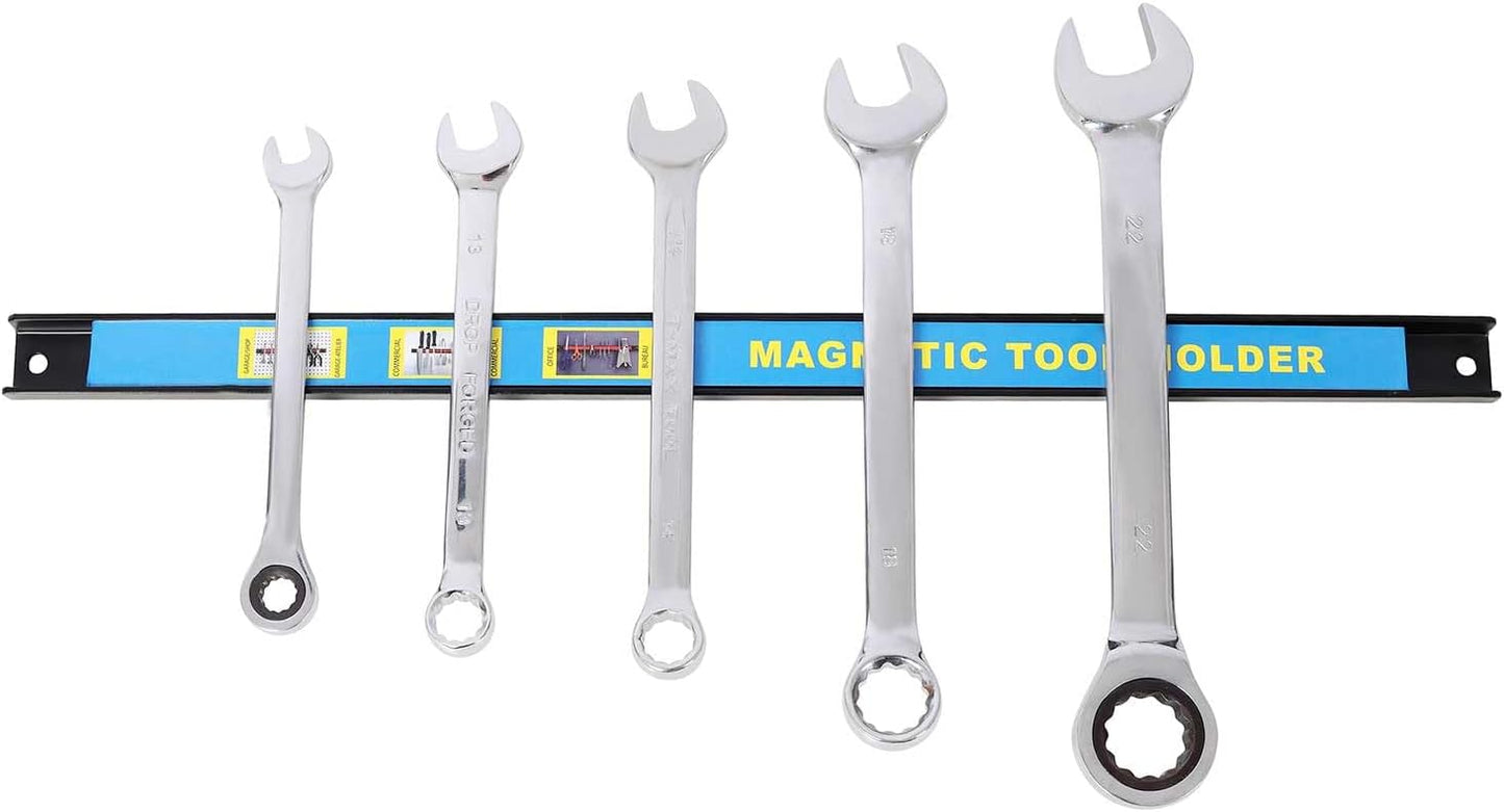 Magnetic Tool Holder 8 Pack, 18" Heavy Duty Magnetic Tool Organizer Strip with Mounting Screws, Wall Mounted Metal Tool Rack Bar for Garage, Workshop, Kitchen, Tool Storage and Organization