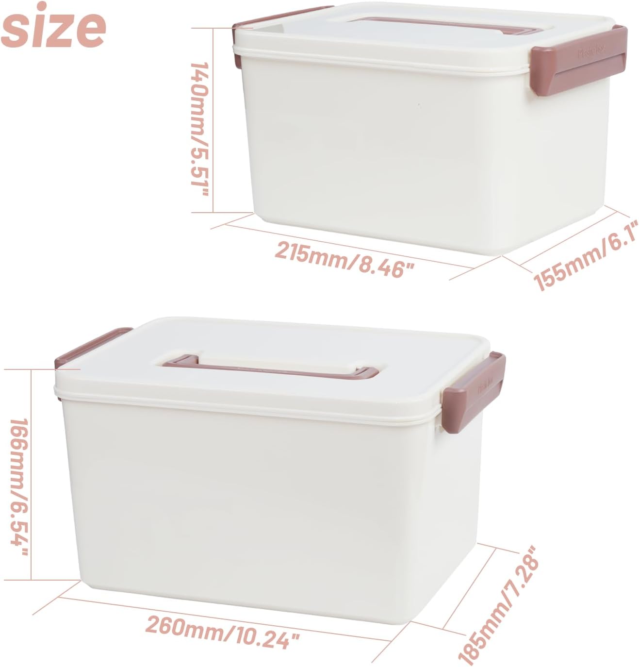 Saim Portable Medicine Storage Box for Home & Travel, First Aid Organizer with Handle, Large Capacity Stackable Container for Medical Supplies and Pills (Creamy White, 6L&10L)
