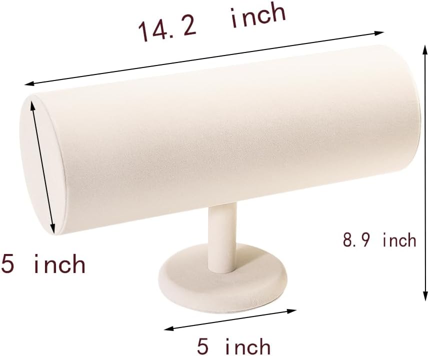 ByKen T-bar Headband Holder Organizer,Hair Band Ear Jewelry Accessories Display Stand for Girls(Beige Velvet)
