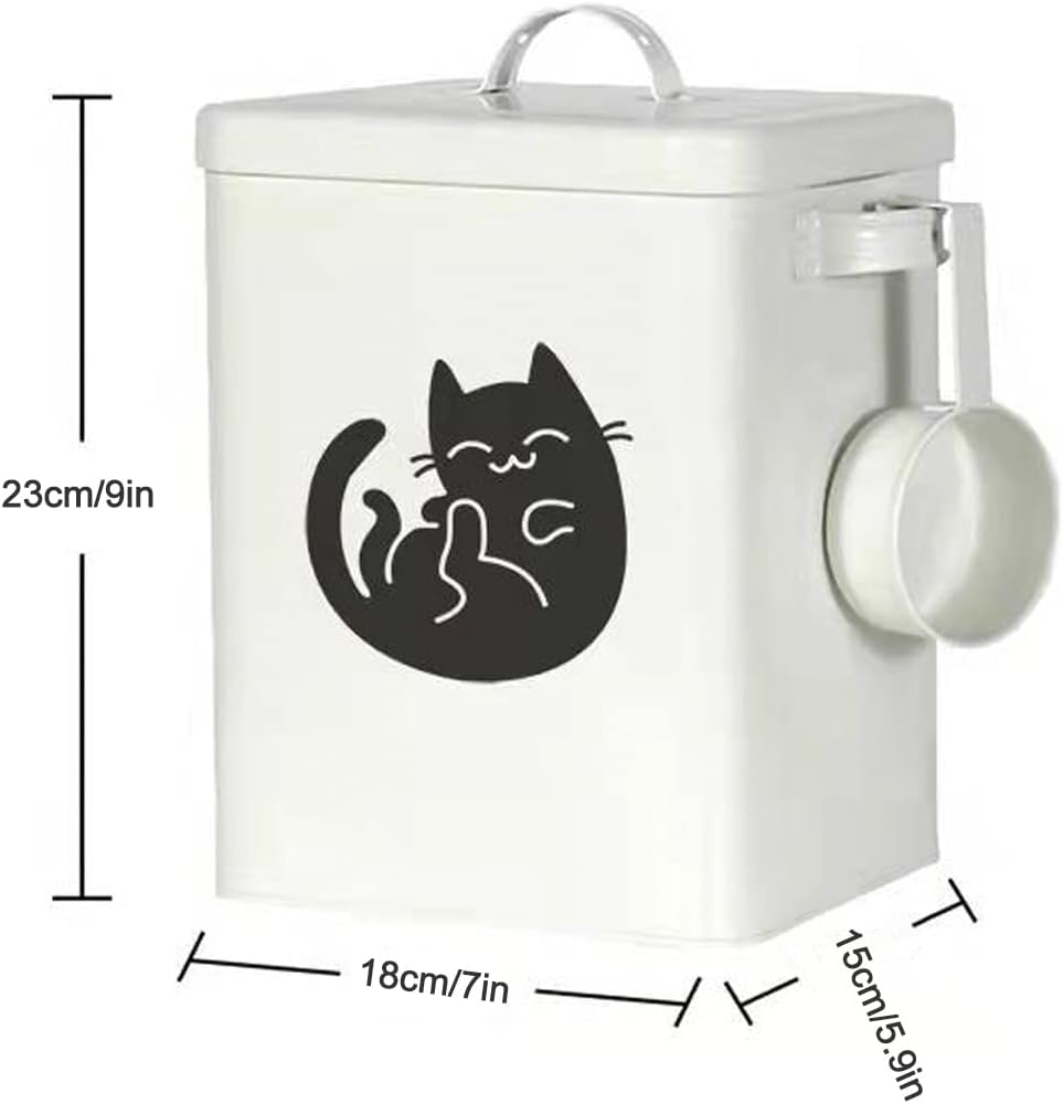Dog and Cat Food Storage Container 6L, Cute Pet Food Storage Containers with Lids Airtight, Metal Cat Food Bin with Measuring Cup, Durable Airtight Cat Food Container for Pet Owners(#2)
