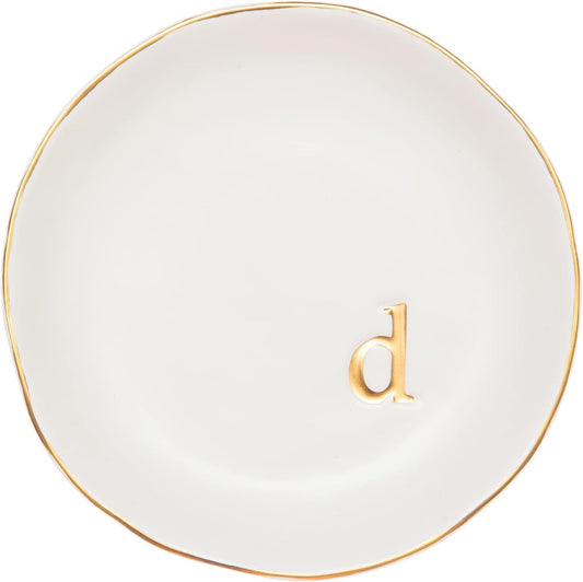 COLLECTIVE HOME - Ceramic Jewelry Tray, Decorative Trinket Dish for Rings Earrings Necklaces Bracelet Watch Keys, Birthday Mother's Day Christmas Gift for Women, 4.75", White Surface (D)