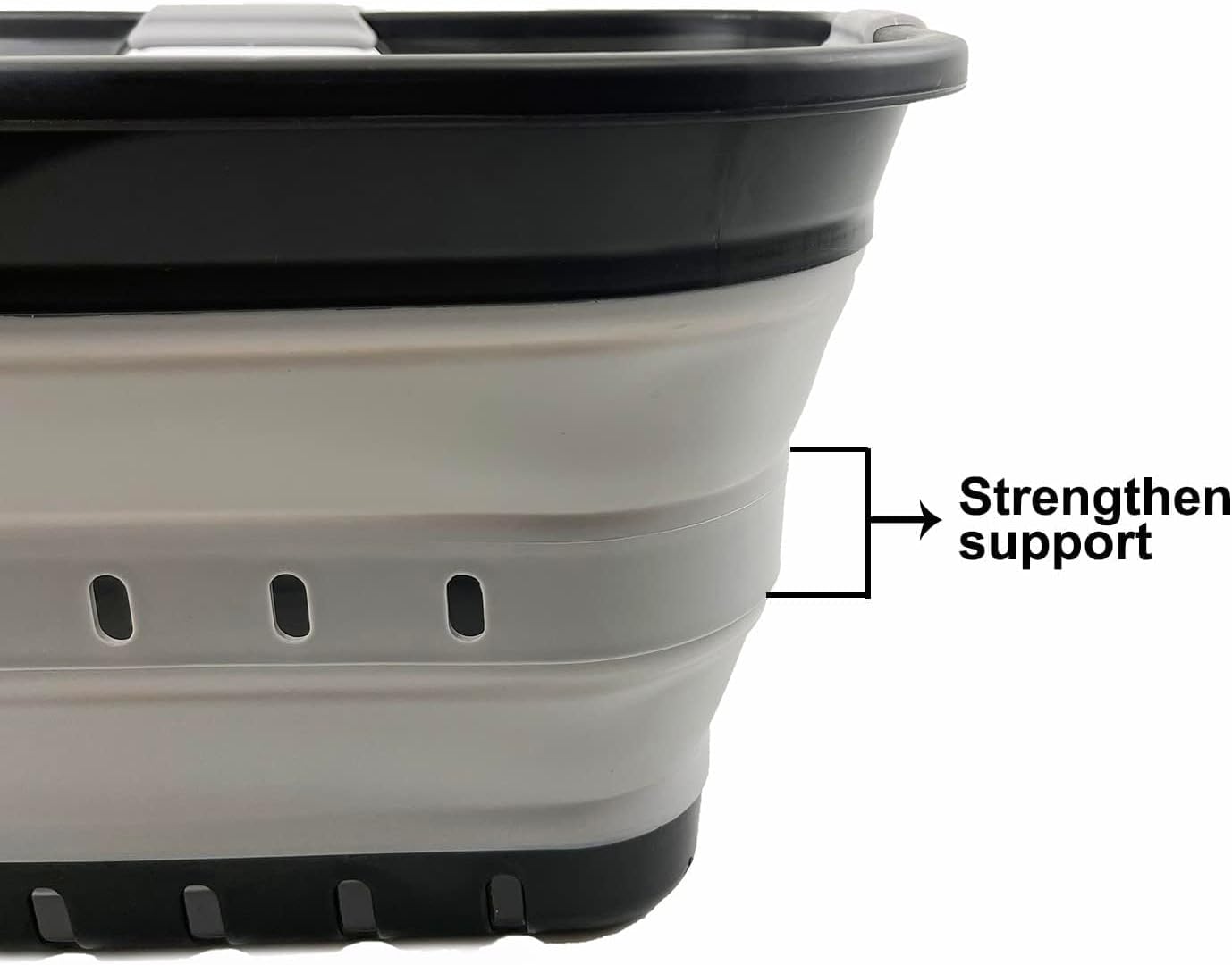 SAMMART 42L (11 gallon) Collapsible Plastic Laundry Basket - Foldable Pop Up Storage Container/Organizer - Portable Basket - Space Saving Hamper (Black/Alloy Grey (Set of 2))