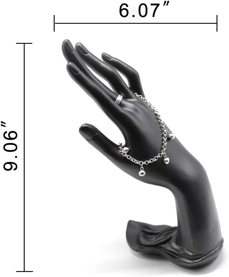 Resin Lotus Flower Ring and Bracelet Artcraft Hand Display Rack(Lotus Hand Model,Black)