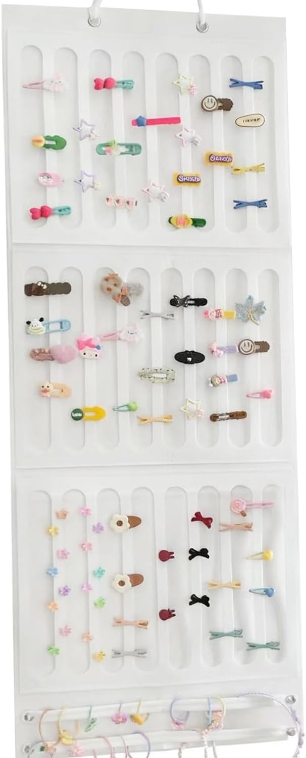 Hair Bows Holder & Organizer for Girls, Wall Hanging Baby Hair Accessory Storage Display with Sturdy Rope for Girl Room & Nursery
