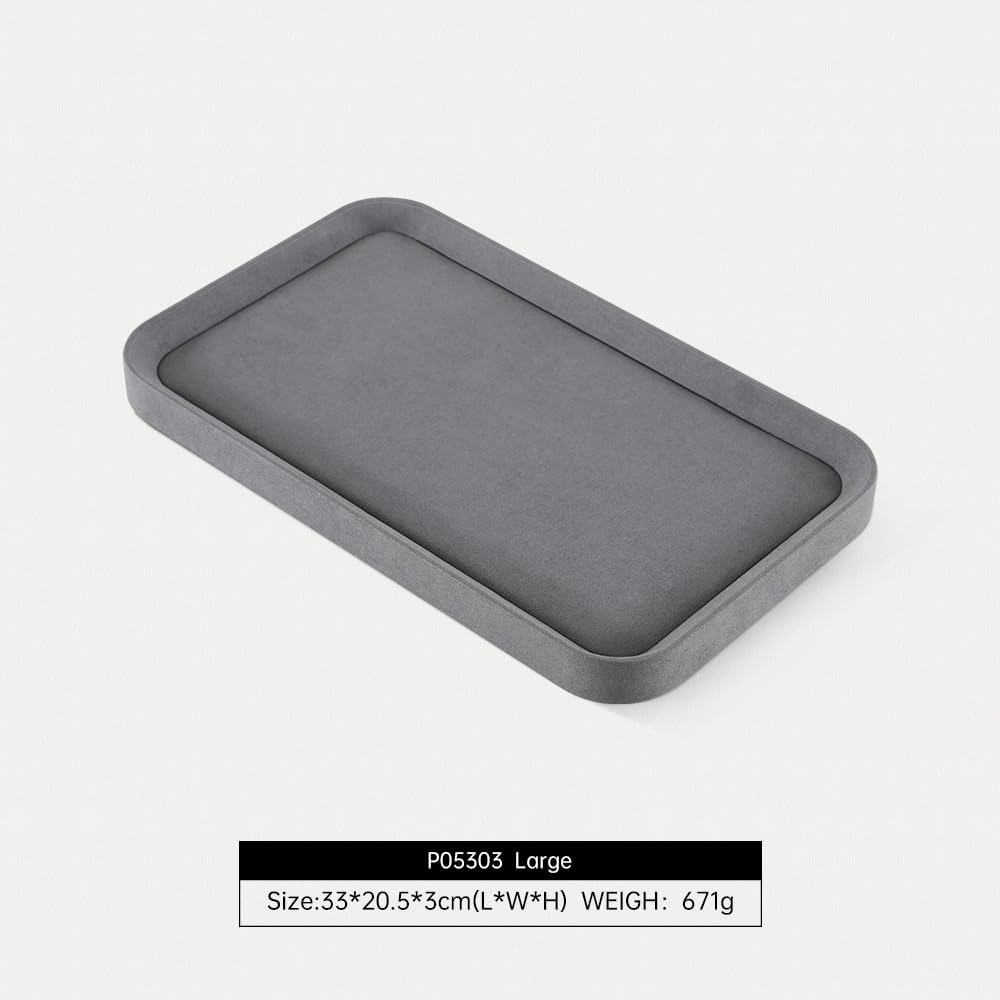 Jewelry Display,Yinbeini Microfiber Valet Tray,Luxury Jewelry Drawer Organizer,Premium Flat Tray,Grey Jewelry Tray