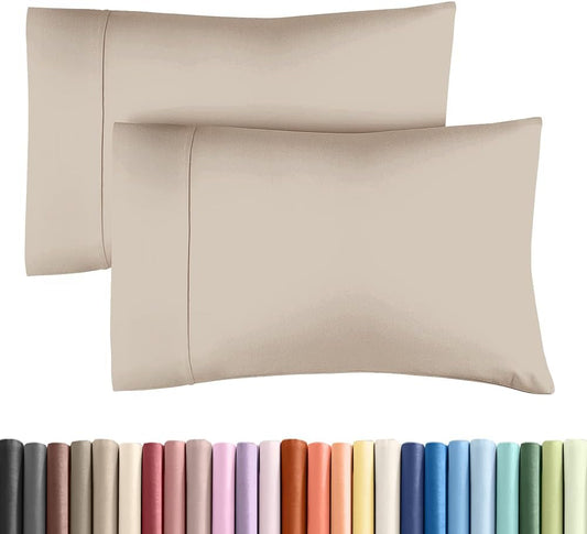 King Pillow Cases - 2 Pack - Super Soft Pillowcase Covers - Envelope Enclosure - Hotel Quality Pillow Protectors - Wrinkle Free, Fade, Shrink & Stain Resistant - Machine Washable - 20" x 40" (Wheat)