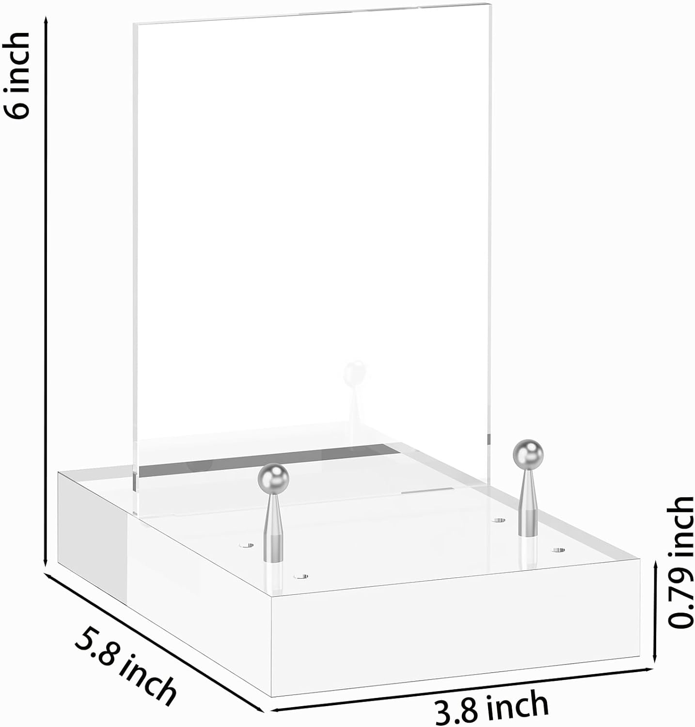 Acrylic Easel Display Stand with Adjustable Silver-Toned Hardware for Pictures, Crystal Clear Acrylic Stand with Floating Appearance for Cookbook, Invitation and Plates, 2-Packs
