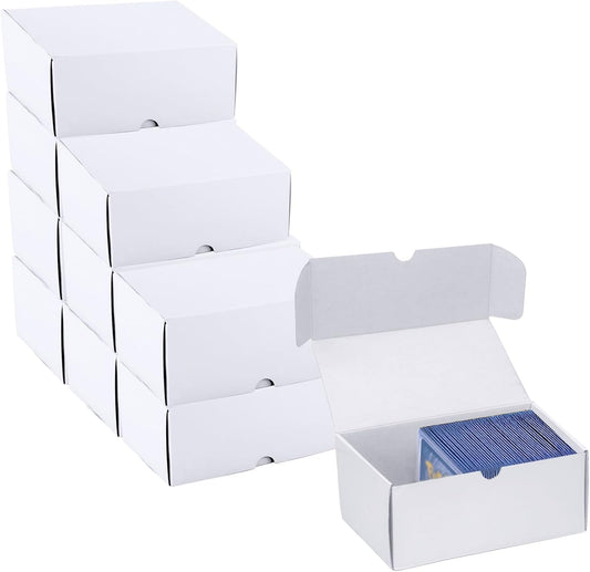 Toploader Trading Card Storage Box, 10-Pack 100 Count White Corrugated Cardboard Bulk Sports Top Loaders Storage Box for TCG/Magic/Mtg Basketball Cards, Collectible Trading Card Organizer