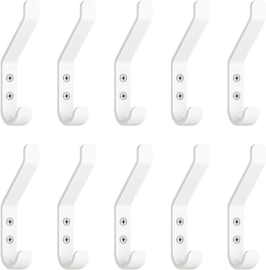 GlazieVault Coat Hooks for Wall – Door Hooks (10 Pack) - Heavy Duty Wall Mounted - Premium Design Rust Free Hooks
