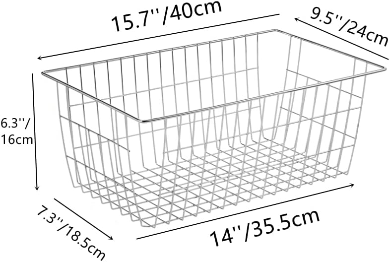Slideep Farmhouse Wire Organizer Storage Bin Basket with Handles, Food Storage for Kitchen Cabinets, Pantry, Closet, Bedroom, Bathroom, Office 6 Pack