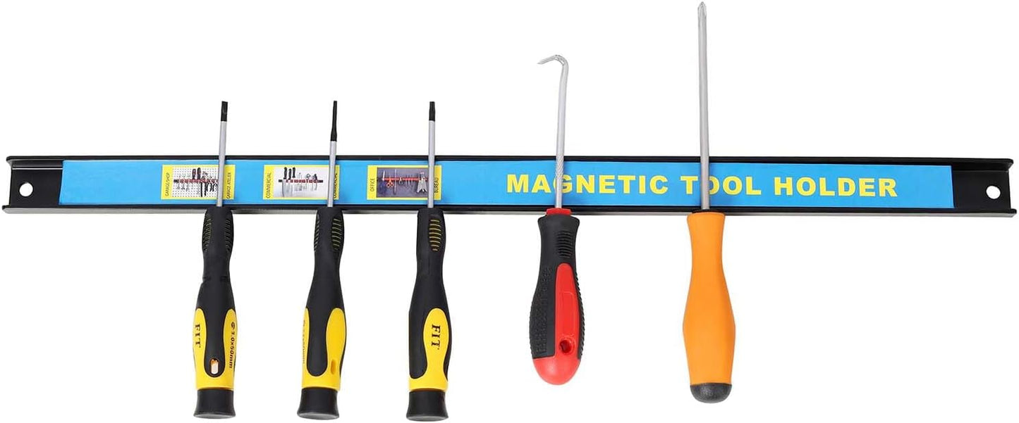 Magnetic Tool Holder 8 Pack, 18" Heavy Duty Magnetic Tool Organizer Strip with Mounting Screws, Wall Mounted Metal Tool Rack Bar for Garage, Workshop, Kitchen, Tool Storage and Organization