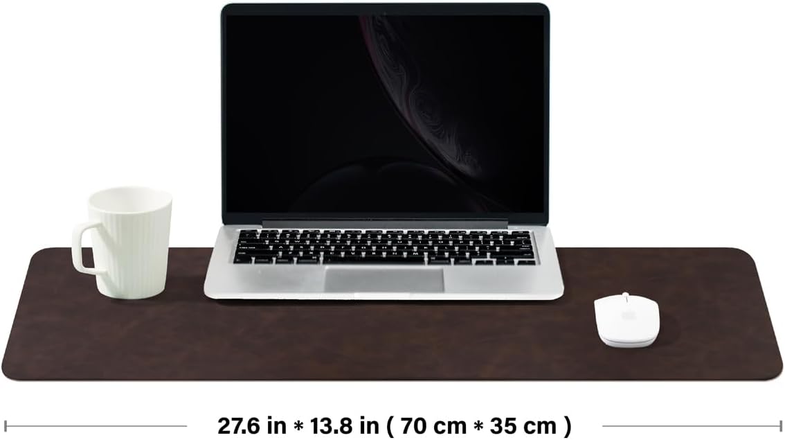 Distressed Leather Desk Mat - Non-Slip PU Desk Pad for Office and Home - Desk Organization and Accessories - Ideal for Large Mouse Pad and Desk Mats on Top of Desks(Espresso,27.6"x 13.8")