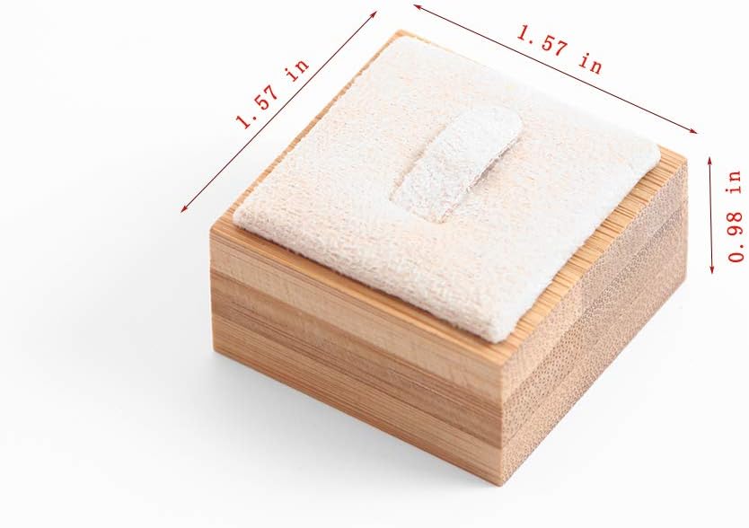 Coward Bamboo 6 Pcs Rings Display Stand for Selling Velvet Jewelry Ring Holder Organizer for Drawer Storage (Beige Velvet)