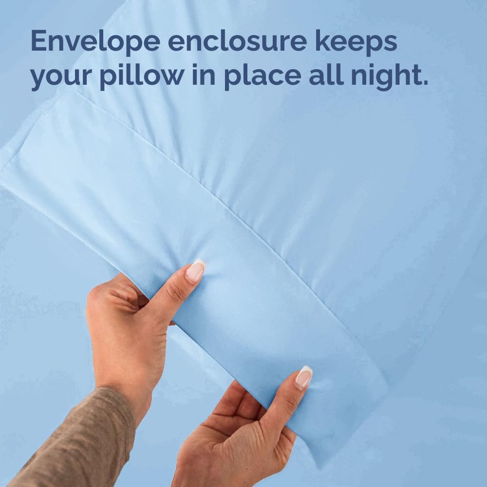 King Pillow Cases - 4 Pack - Super Soft Pillowcase Covers - Envelope Enclosure - Hotel Quality Pillow Protectors - Wrinkle Free, Shrink & Stain Resistant - Machine Washable - 20" x 40" (Light Blue)