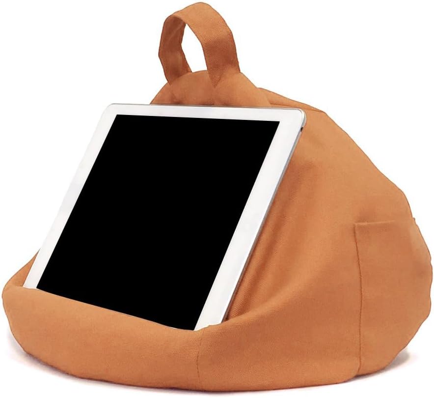 Tablet Cushion Holder - with Side Pockets, Soft Anti-Fall Book Rest for Lap, Hands-Free Laptop Stand for Bed, Multi-Angle Travel Pillow for Car, Lightweight Storage Caddy | for Home School Sofa Spa