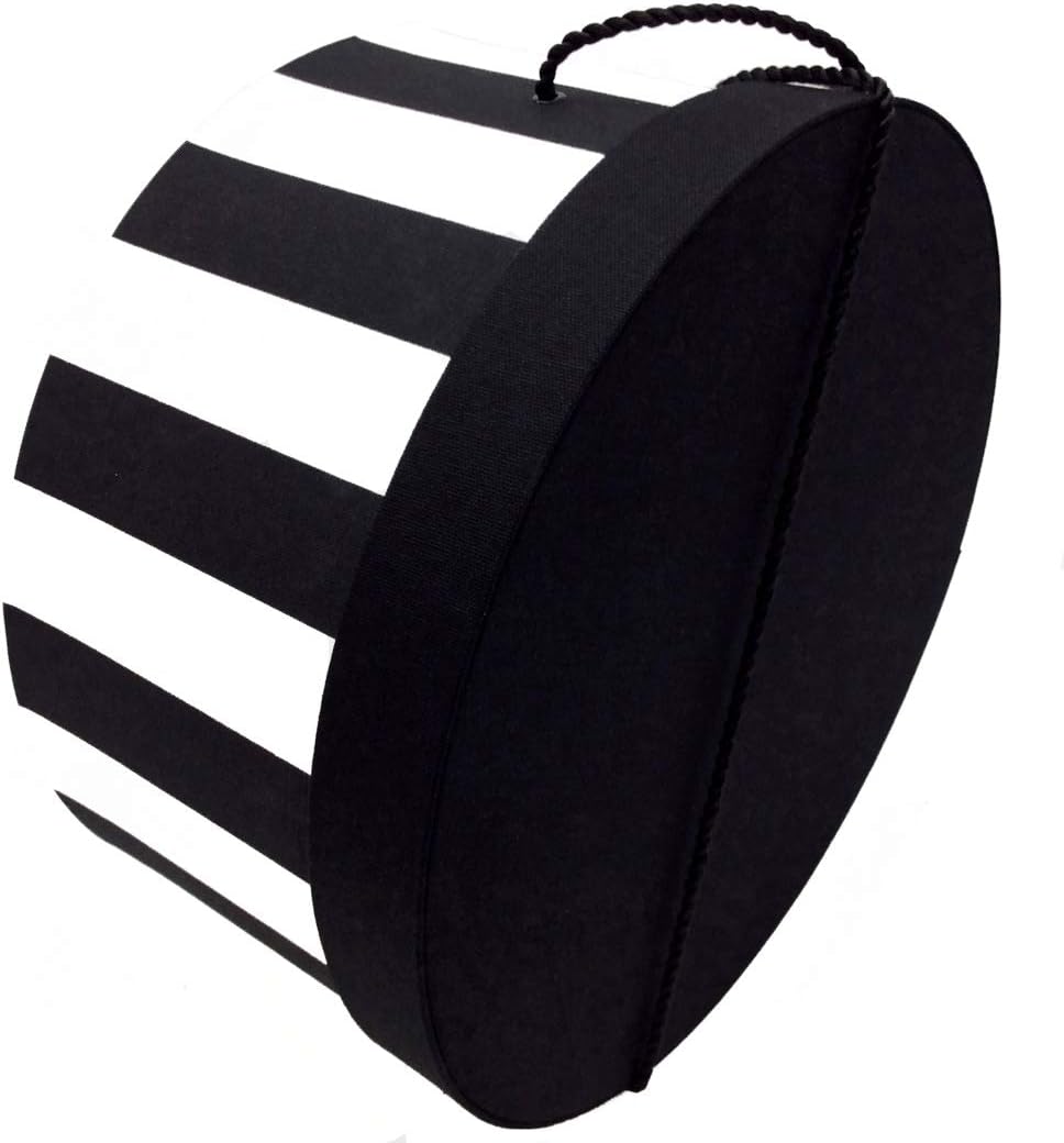 Sarah's Hat Boxes Classic Wide Stripe Hat Box – 8.75" x 4.5" (Dia. x Ht.) Handmade in USA – Odorless Non-Toxic Adhesive, Cording Handle – Premium Storage for Hats & Accessories