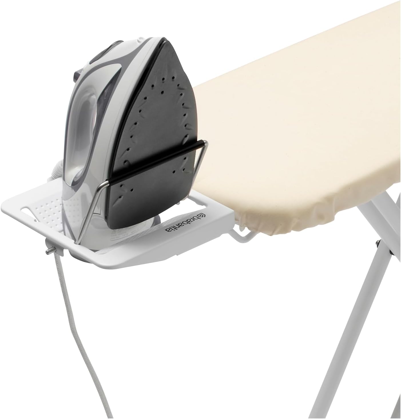 Brabantia Size A Compact Small Ironing Board (43x12 in) 7 Height Options, Adjustable Steam Iron Rest Holder (Soothing Sea) Non-Slip Feet, Anti-Collapse Child Locks