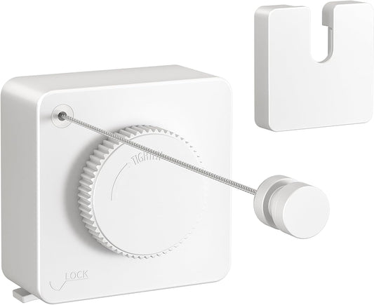 JOOM Retractable Clothesline Heavy Duty Clothes Drying Laundry Line Wall Mounted Easy Hanging Clothes Drying Laundry Line Retracting Hanging Lock to Prevent Sagging (Square,White)