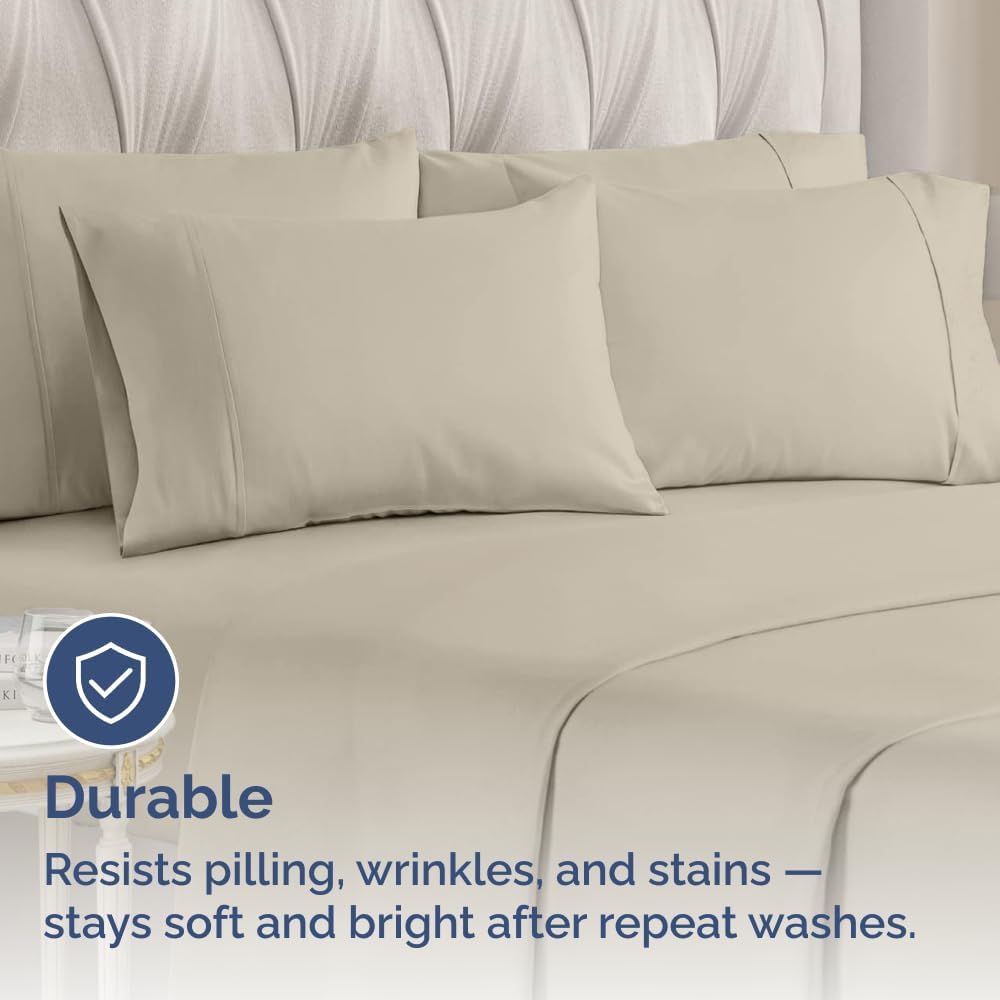Queen Pillow Cases - 4 Pack - Super Soft Pillowcase Covers - Envelope Enclosure - Hotel Quality Pillow Protectors - Wrinkle Free, Fade, Shrink & Stain Resistant - Machine Washable - 20" x 30" (Wheat)