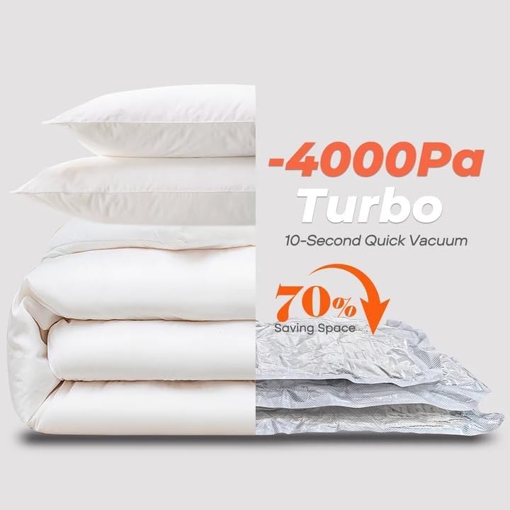 Vacuum Storage Bags for Clothing Travel, 8 Pack 29" Vacuum Seal Bags with Wireless Charging Pump Compression Packing for Clothes Suitcase Luggage Travel