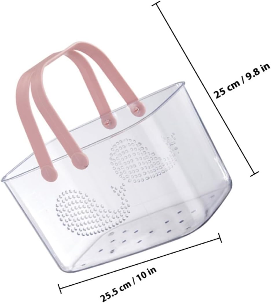Plastic Storage Basket with Handle Portable Shower Caddy for Bathroom and Dorm Transparent Whale Design Large Capacity Organizer for Shampoo Shower Gel and Cleaning Supplies