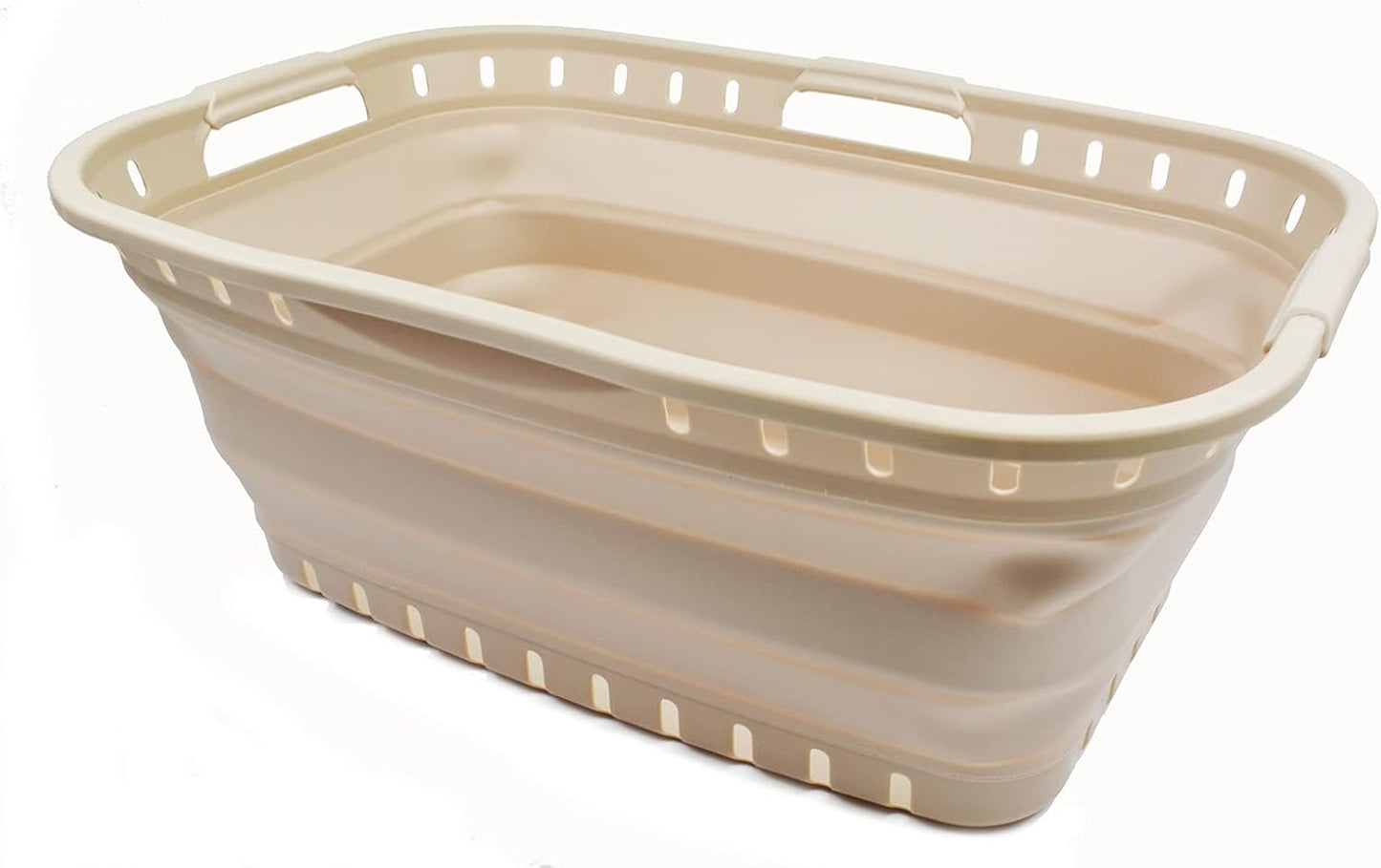 SAMMART 44L Collapsible Plastic Laundry Basket - Foldable Pop Up Storage Container/Organizer - Portable Washing Tub - Space Saving Hamper/Basket (1, Apricot), Size : 25.4 x 17.3 x 10.2 inches