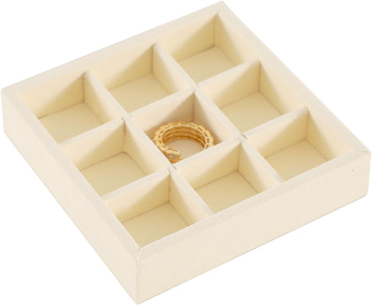 Dark Blue Jewelry Display Tray Ring Necklace Earring Bangle Organizer Multifunctional Storage Case for Jewelry Showcase (Small 9 Grids Tray(beige))