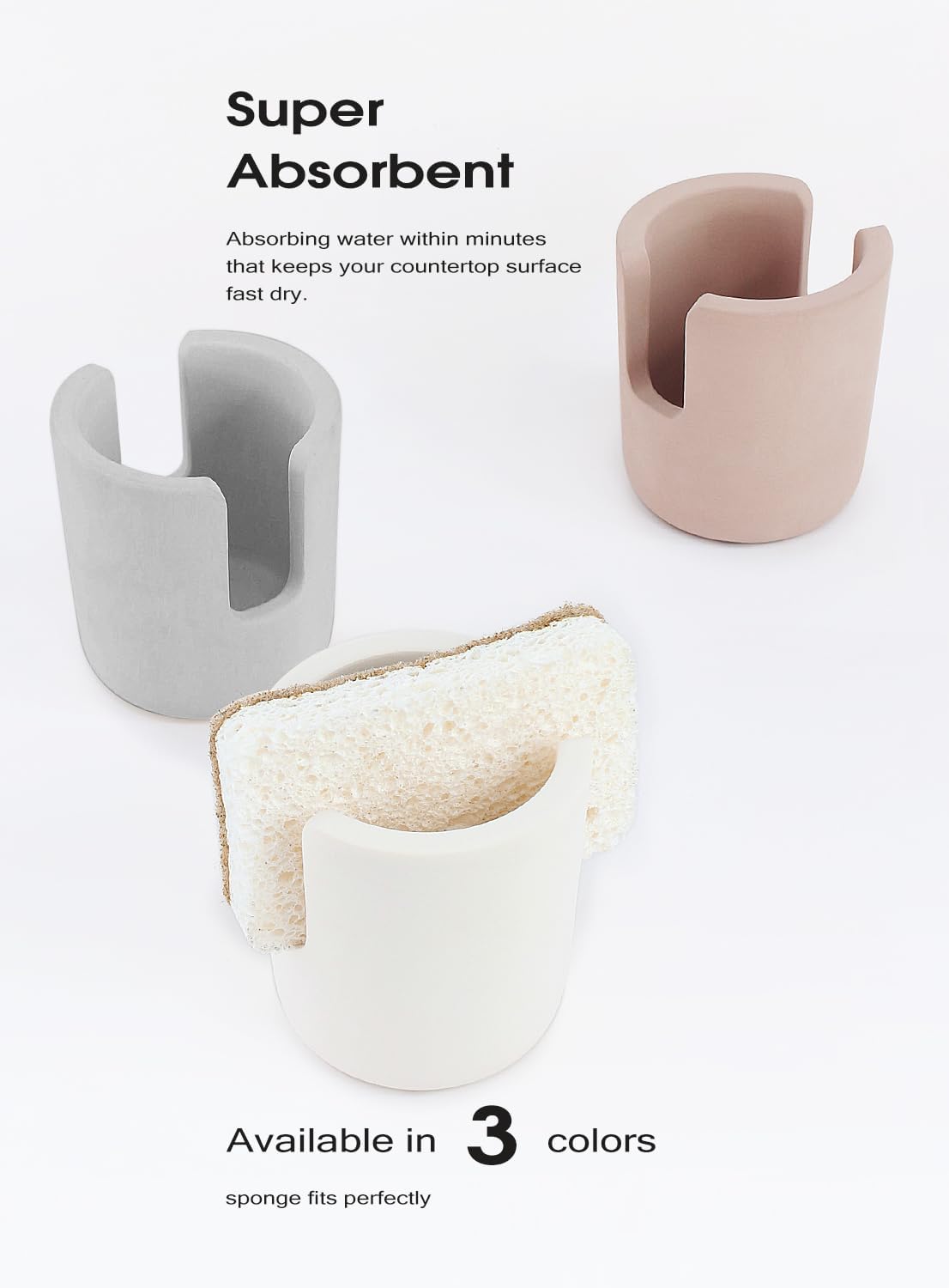 Stone Sponge Holder for Countertop Organizer, Quick Dry Diatomite Sponge Holder, Diatomaceous Earth Sponge Caddy, Absorbent Face Sponge Stand, Large Brown