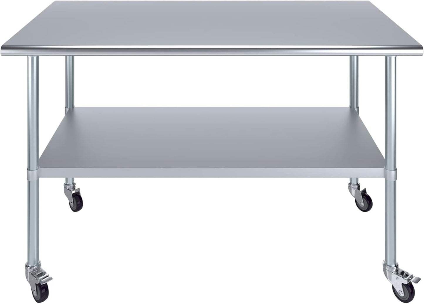 AmGood 30" x 60" Stainless Steel Work Table with Casters | Heavy Duty Metal Utility Table On Wheels | Kitchen Island Cart