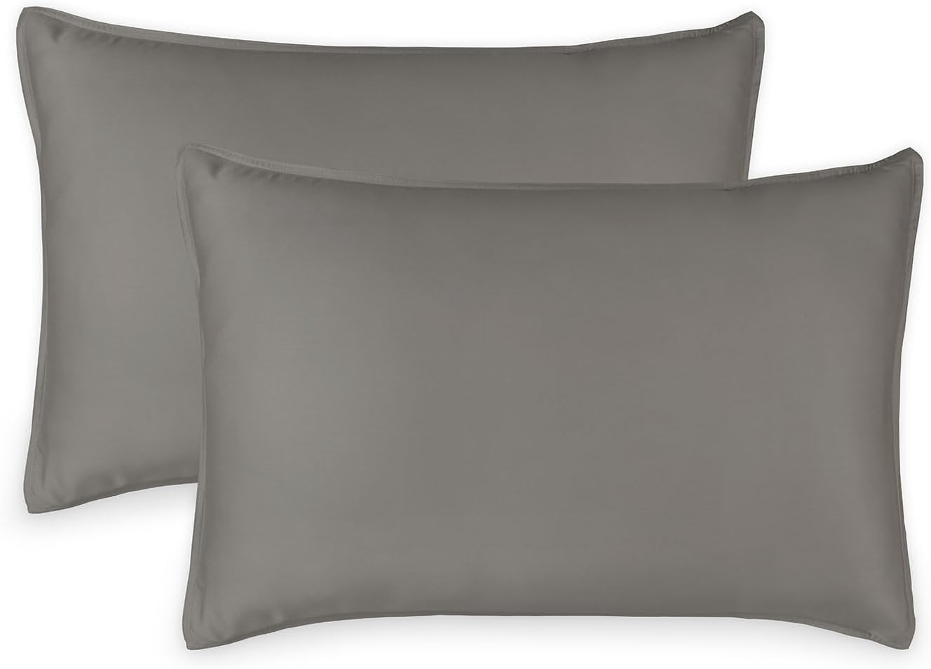 King Pillowcases by Pure Bamboo, Genuine 100% Organic Viscose Derived from Bamboo, Luxuriously Soft & Cooling, Double Stitching, Envelope Closure (2 King Pillowcases, Graphite)