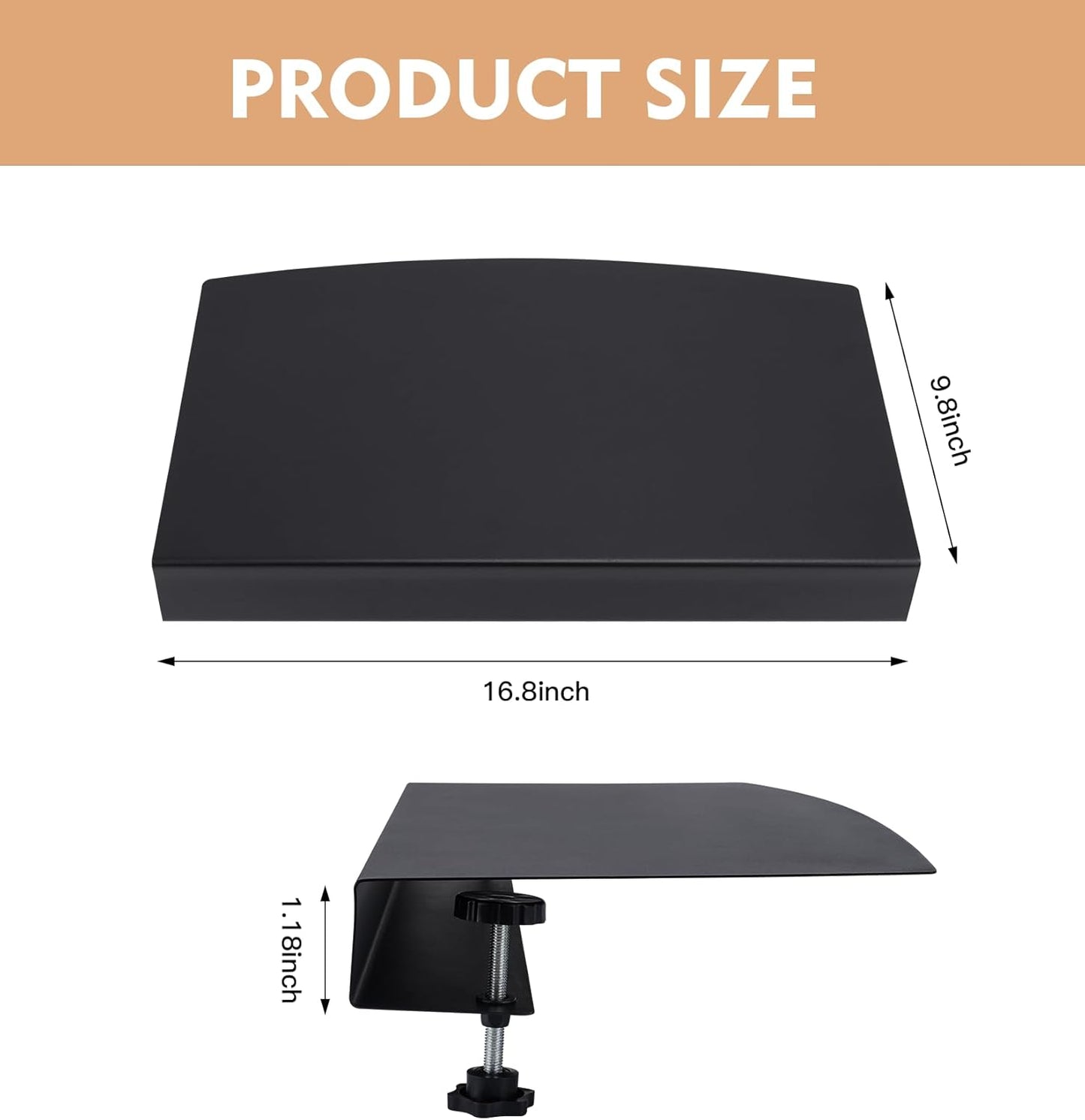 17 inch Corner Desk Connector Platform for Mounting Under-Desk Keyboard Trays on L-Shaped Workstations,Platform Extender Attachment (Black)