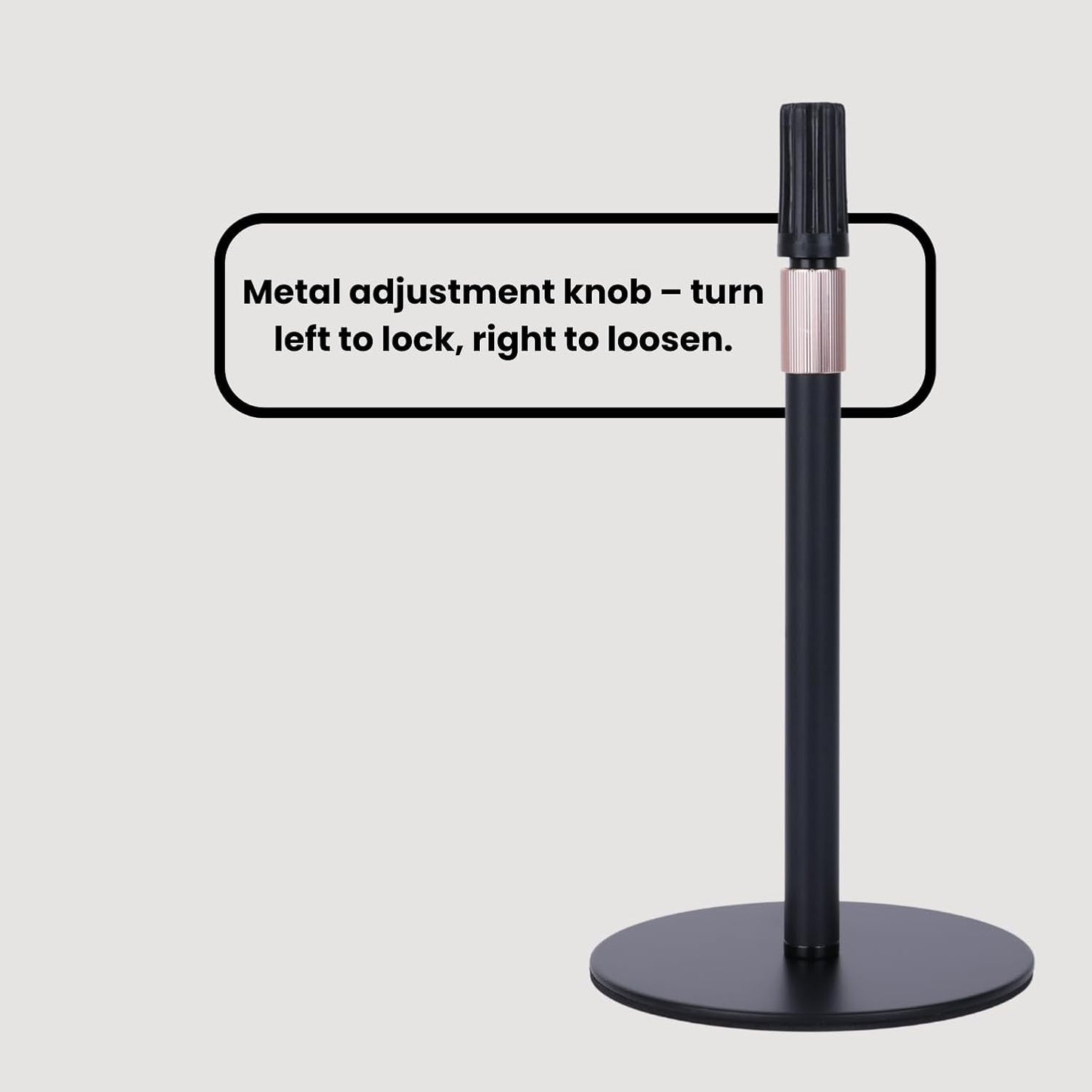 Adjustable Wig Head Stand – Matte Black Metal, 11" to 17.5" Height, Works with Foam or Canvas Heads, Nail Practice Hand & More. Sturdy Non-Slip Base, Easy to Set Up (Frosted Black)