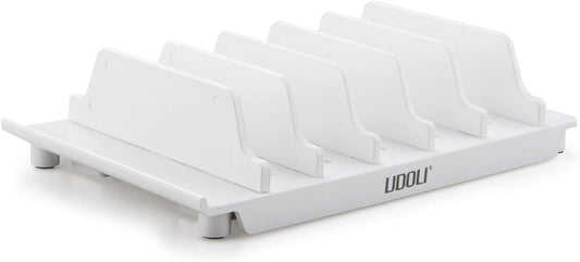 Adjustable Universal Cell Phone Dock Stand Holder, Tablet Organizer Multi Device Desktop Stand for iPhone Samsung Galaxy Google Nexus Kindle - No Charging Port (White)