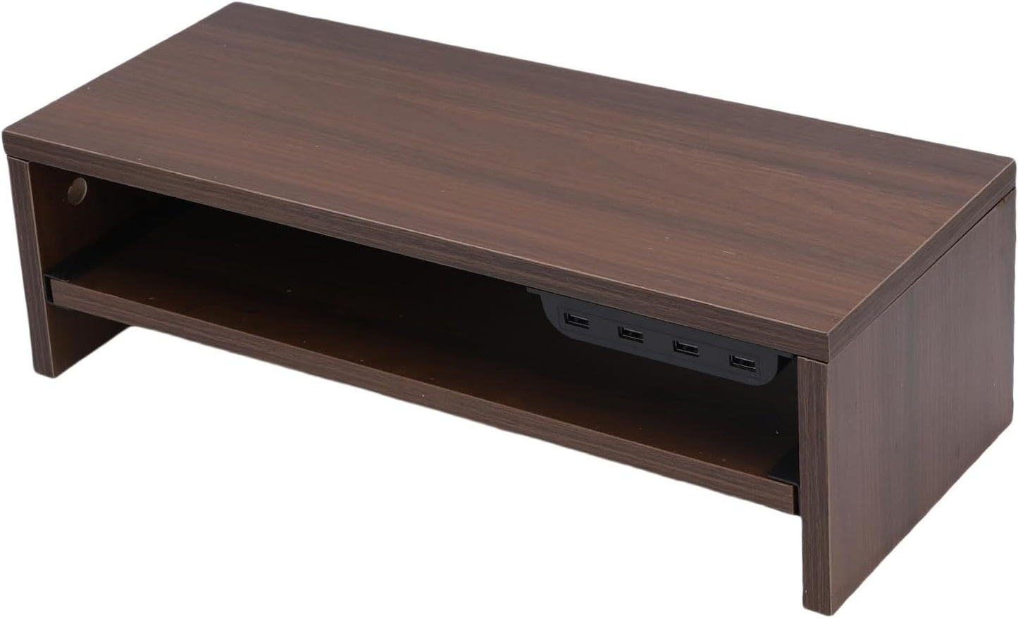 BAFOVY Desktop Monitor Stand Riser with USB Hub and Drawer, 20-Inch Wooden Desk Organizer for Laptop and Computer Screens, 15cm Height Adjustable Solution (Walnut Brown)
