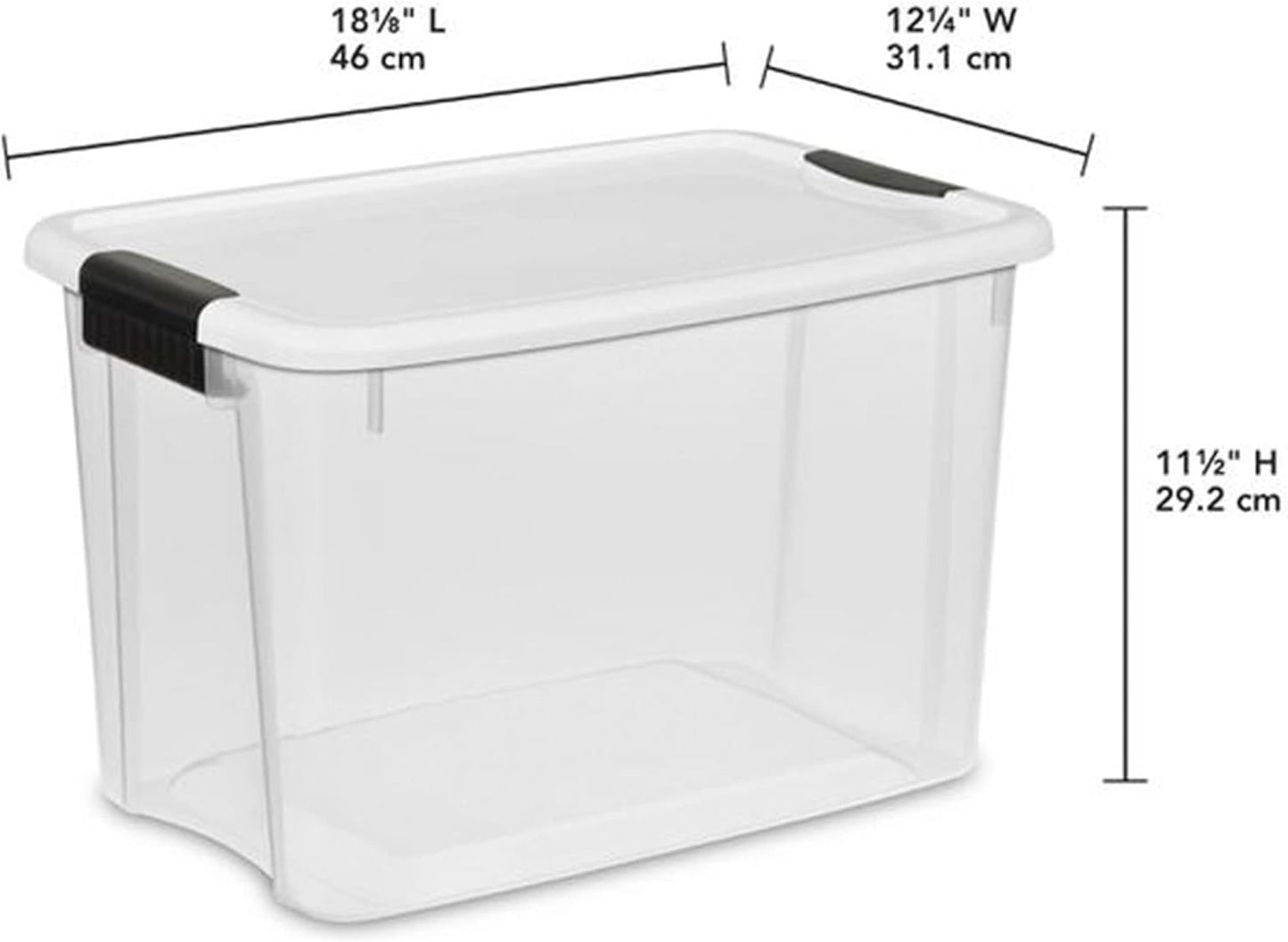 Sterilite 12-Pack Ultra Latching Box, Storage Bins with Lids, Clear Plastic, 30 Quart - Heavy-Duty Organizing Containers for Closet, Bathroom, and Office