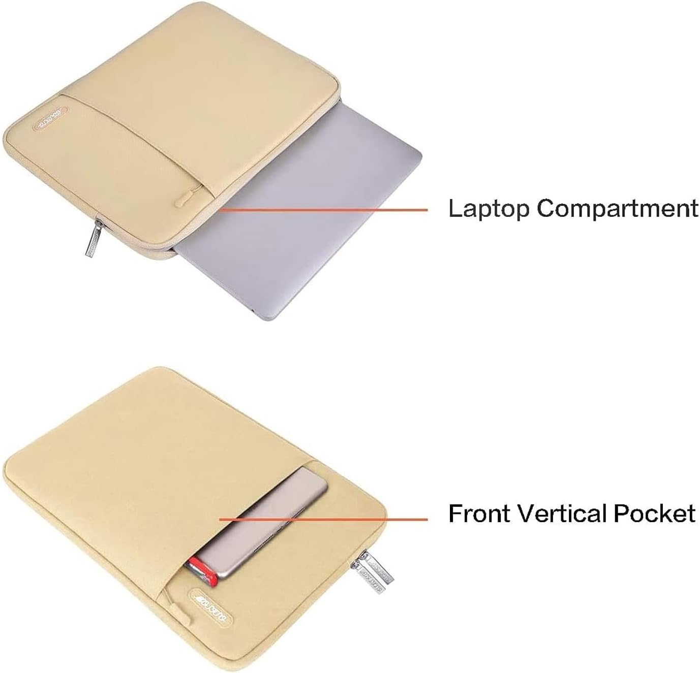 MOSISO Laptop Case 15 inch, 15 inch Laptop Sleeve Compatible with MacBook Air 15 M4 A3241 M3 A3114 M2 A2941 2025 2024 2023,Dell XPS 15,Polyester Vertical Computer Sleeve Bag with Pocket, Camel