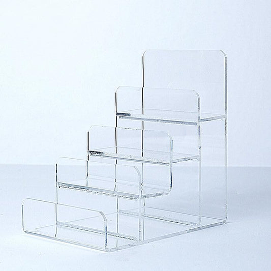 Acrylic Wallet Display Stand Purse Handbag Organizer, Clear Jewelry Riser Display Stand Purse Display Rack, Acrylic Display Shelf for Cosmetic Perfume Jewelry Sunglasses Handbag (4 Tier)