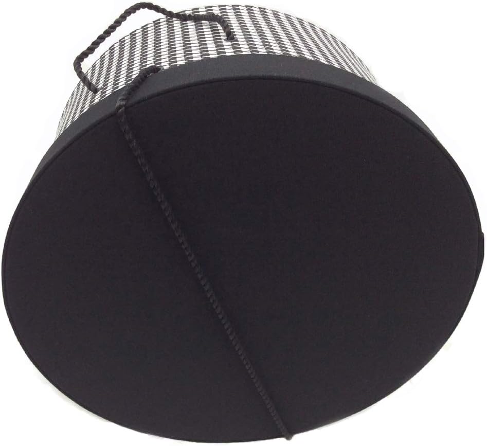 Sarah's Hat Boxes Classic Houndstooth Hat Box – 14.75" x 7.5" (Dia. x Ht.) Handmade in USA – Odorless Non-Toxic Adhesive, Cording Handle – Premium Storage for Hats & Accessories