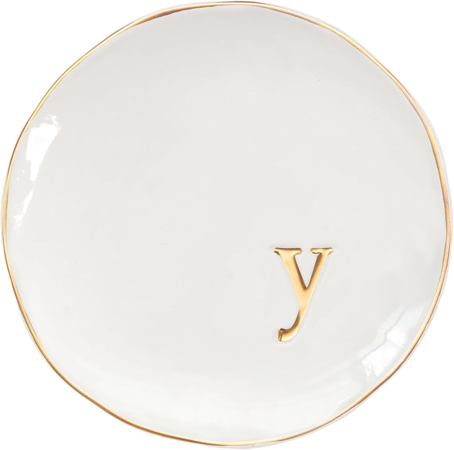 COLLECTIVE HOME - Ceramic Jewelry Tray, Decorative Trinket Dish for Rings Earrings Necklaces Bracelet Watch Keys, Birthday Mother's Day Christmas Gift for Women, 4.75", Glossy (y)