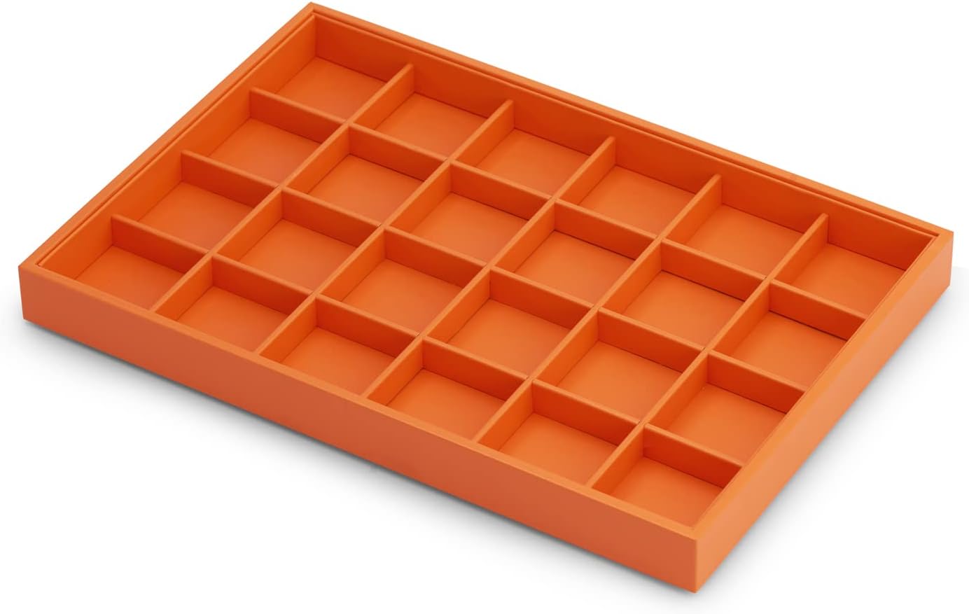 Oirlv Luxury Leather Ring Tray 24 Grid Jewelry Drawer Organizer Stackable Jewelry Trays Ring Earring Storage