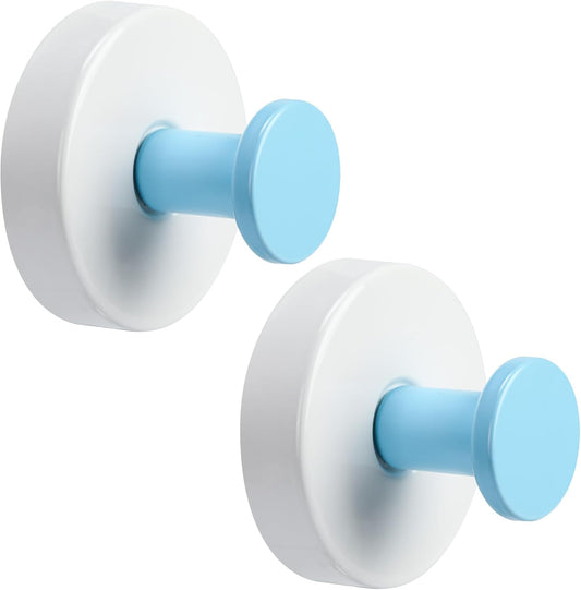 Suction Cup Hooks for Shower No-Drill Bathroom Hooks for Towels, Robes, Loofah Mountable on Bathroom Walls, Kitchen, Glass, Mirrors, Tile and Smooth,Non-Porous Surfaces (2, Klein Blue White)