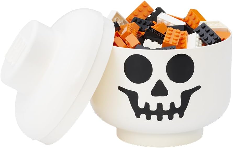 Room Copenhagen, LEGO Storage Heads Stackable Storage Container - Buildable Organizational Bins for Kid’s Toys and Accessories - 6.30 x 6.30 x 7.28in - Small, Skeleton, Holds 250 Bricks