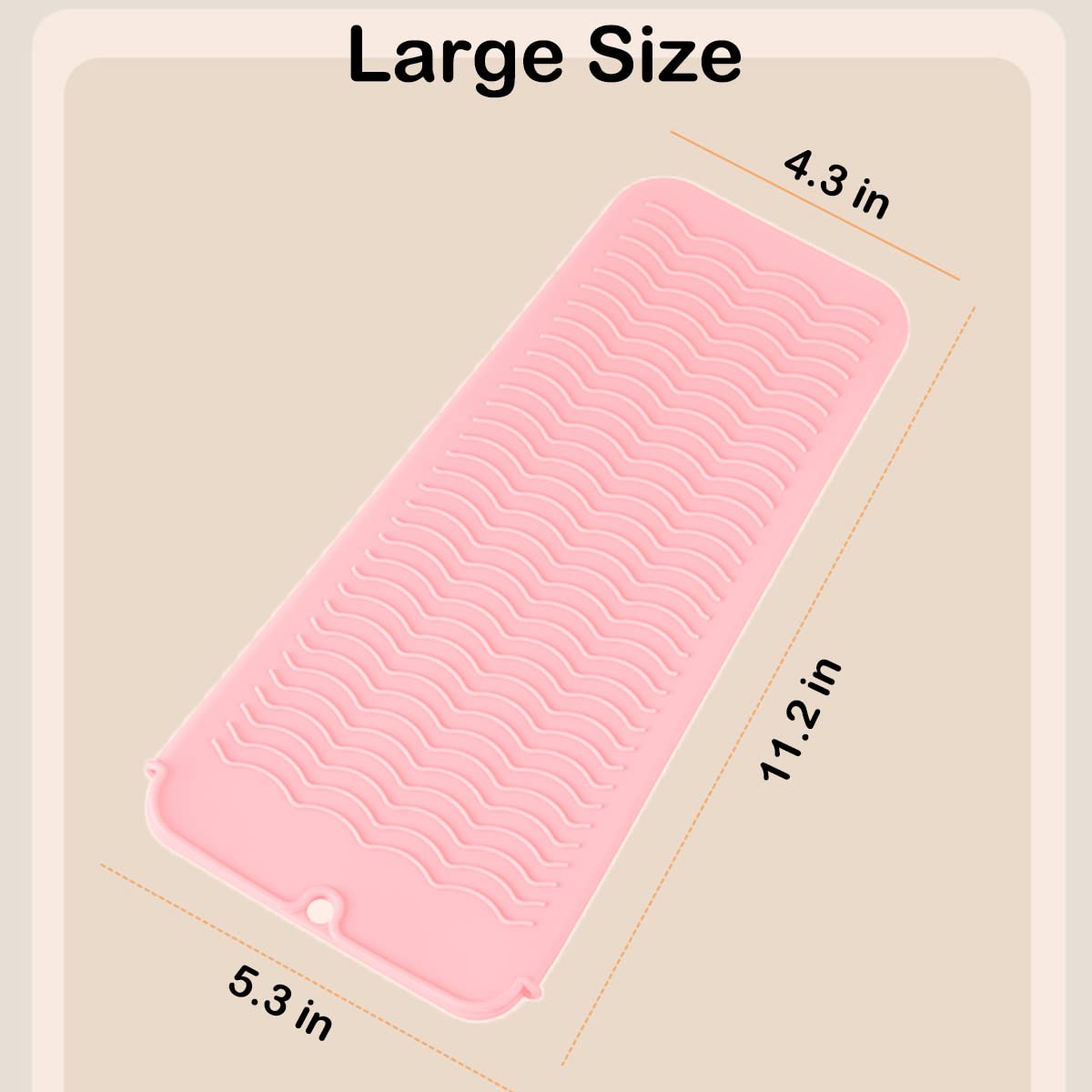 2 Heat Resistant Silicone Mat with Hanging Hole, Straightener Heat Resistant Travel Mat & Pouch for Curling Iron, Flat Iron and Other Hot Hair Styling Tools, 11 x 5 in, Pink+Green